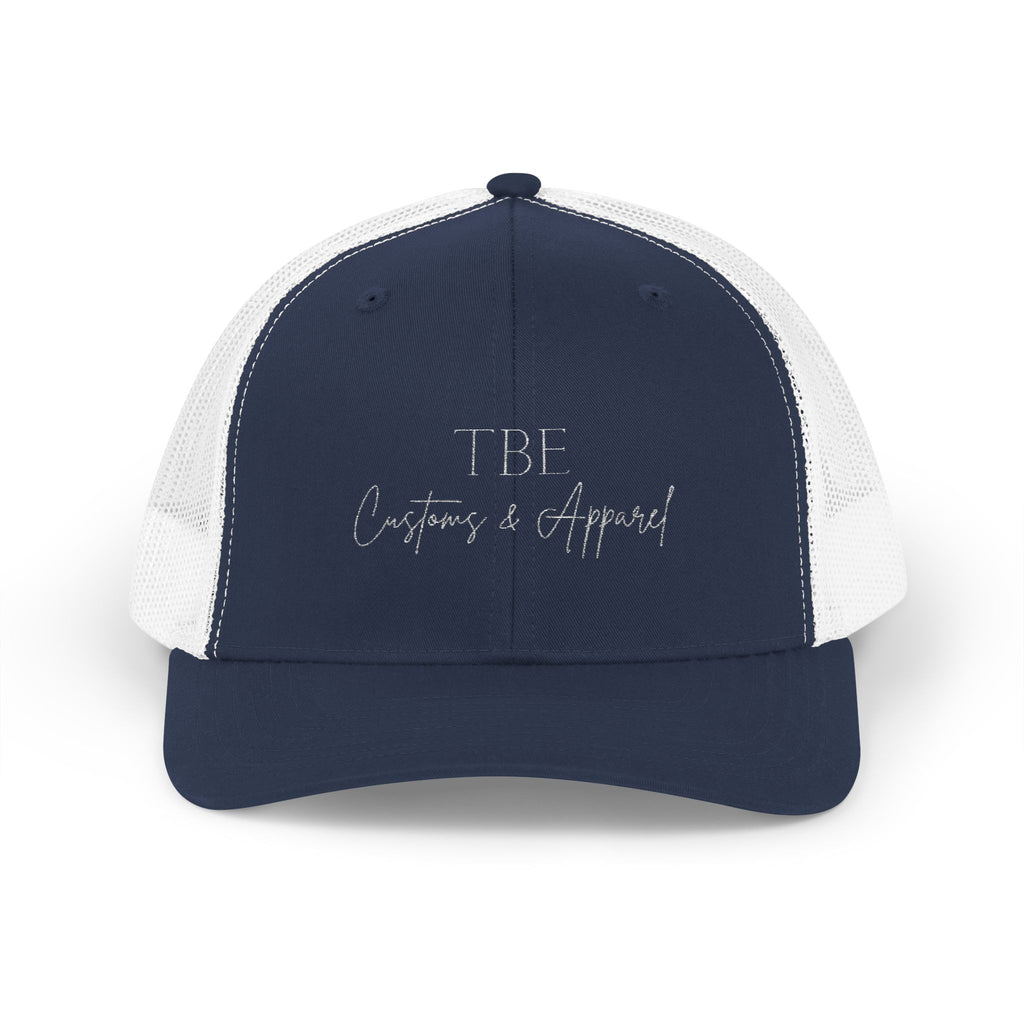 Embroidered Trucker Cap - TBE Brand Navy Mesh Snapback