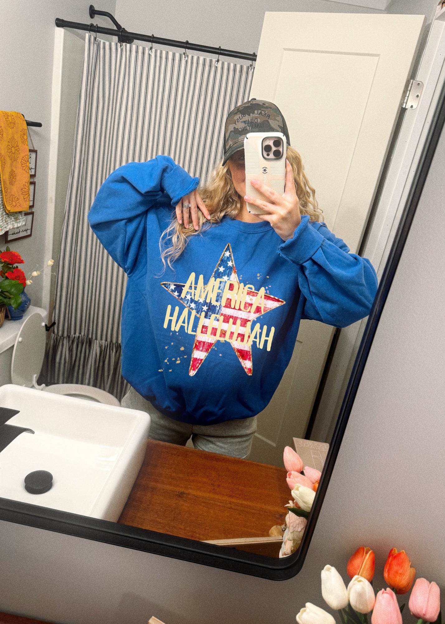 'America Hallelujah'  Vintage Flag Crewneck